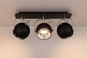 Kugelförmige Deckenleuchte, inklusive 3 GU10-LEDs, max.. 6 W, schwarzes Metall, 42 cm small 3