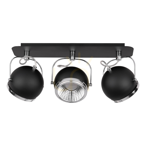 Prüfen Kugelförmige Deckenleuchte, inklusive 3 GU10-LEDs, max.. 6 W, schwarzes Metall, 42 cm