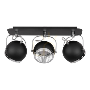 Kugelförmige Deckenleuchte, inklusive 3 GU10-LEDs, max.. 6 W, schwarzes Metall, 42 cm small 0