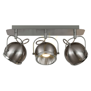 Kugelförmige Deckenleuchte, inklusive 3 GU10-LEDs, max.. 6 W, Satin-Metall, 42 cm small 1