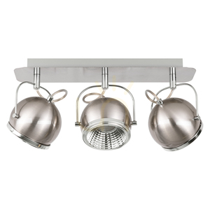 Kugelförmige Deckenleuchte, inklusive 3 GU10-LEDs, max.. 6 W, Satin-Metall, 42 cm small 0