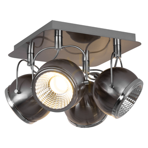Kugelförmige Deckenleuchte, inklusive 4 GU10-LEDs, max.. 6 W, Satin-Metall, 26 cm small 1