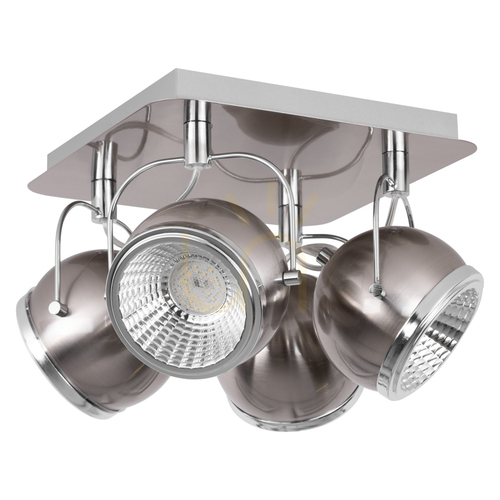 Prüfen Kugelförmige Deckenleuchte, inklusive 4 GU10-LEDs, max.. 6 W, Satin-Metall, 26 cm