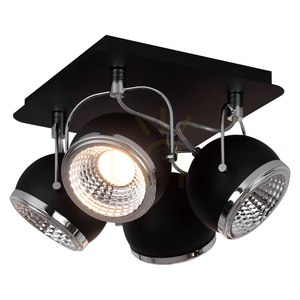 Kugelförmige Deckenleuchte, inklusive 4 GU10-LEDs, max.. 6 W, schwarzes Metall, 26 cm small 1