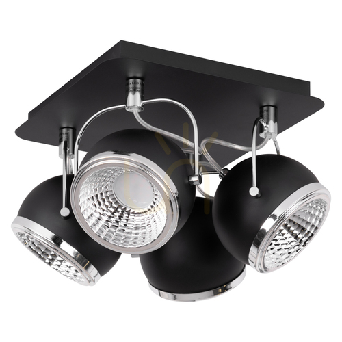 Prüfen Kugelförmige Deckenleuchte, inklusive 4 GU10-LEDs, max.. 6 W, schwarzes Metall, 26 cm
