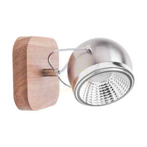 Wandleuchte „Ball Wood“, inklusive 1x GU10-LED (max.. 6 W), geölte Eiche / satiniertes Metall, 14 cm small 0