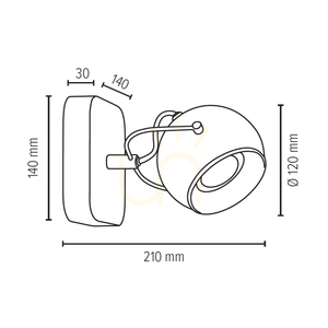 Wandleuchte „Ball Wood“, inklusive 1x GU10-LED (max.. 5 W), Buchen- und Nussbaumholz / schwarzes Metall, 21 cm small 2