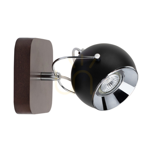 Prüfen Wandleuchte „Ball Wood“, inklusive 1x GU10-LED (max.. 5 W), Buchen- und Nussbaumholz / schwarzes Metall, 21 cm