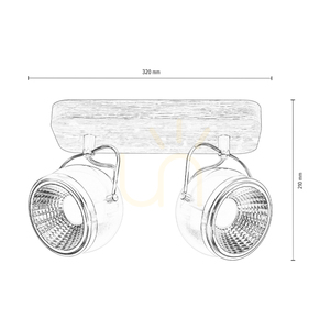 Deckenleuchte „Ball Wood“, inklusive 2 GU10-LED-Lampen (max.. 6 W), geölte Eiche/satiniertes Metall, 32 cm small 2