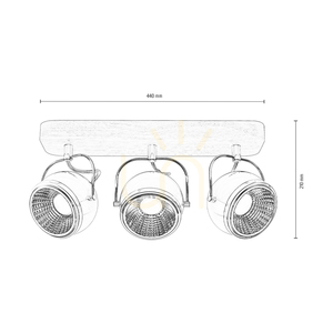 Deckenleuchte „Ball Wood“, inklusive 3 GU10-LED-Lampen (max.. 6 W), geölte Eiche/satiniertes Metall, 44 cm small 2