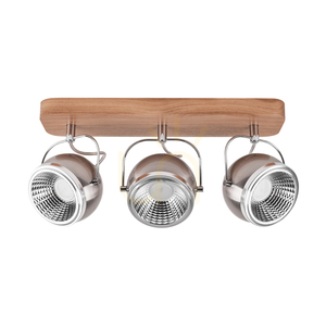 Deckenleuchte „Ball Wood“, inklusive 3 GU10-LED-Lampen (max.. 6 W), geölte Eiche/satiniertes Metall, 44 cm small 0