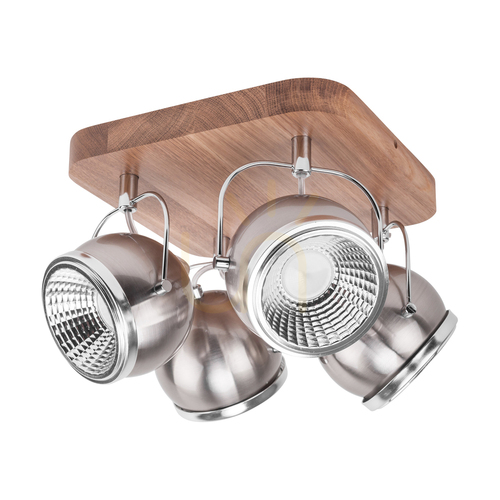 Prüfen Deckenleuchte „Ball Wood“, inklusive 4 GU10-LEDs (max.. 6 W), geölte Eiche/satiniertes Metall, 29 cm