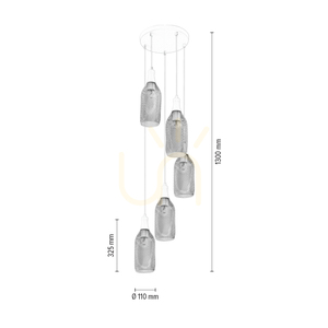 Barla Pendelleuchte, 5xE27, Max. 60 W, weißes Metall/weißes PVC-Kabel/weißer Metallschirm, Ø 37 cm small 3