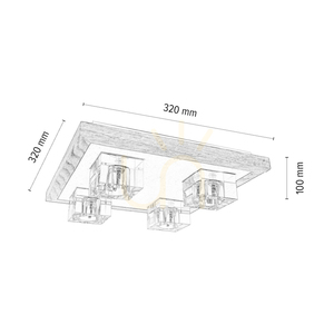 Berko Deckenleuchte, inklusive 4xG4, Max. 2,5 W, geölte Eiche/weißes Metall/klarer Glasschirm, 32 cm small 2