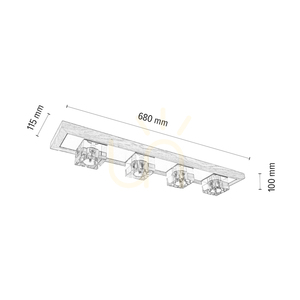 Berko Deckenleuchte, inklusive 4xG4, Max. 2,5 W, geölte Eiche/weißes Metall/klarer Glasschirm, 68 cm small 2
