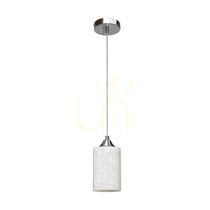 Weiße Kawiaty-Pendelleuchte, 1xE27, Max. 60 W, Metall in Chromoptik / transparentes PVC-Kabel / weißer Glasschirm, Ø 10 cm small 0