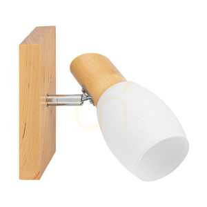 Birgit Wandleuchte 1xE14 Max. 40 W, Birke/Chrom, Metall, weißer Glasschirm, 18 cm small 0