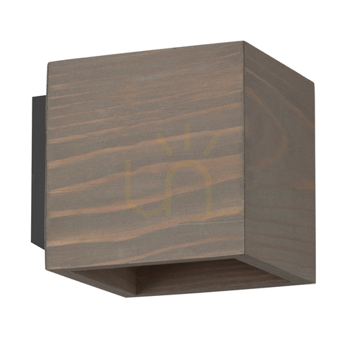 Prüfen Wandleuchte „Block Wood“ 1xG9 Max. 6 W, grau gebeiztes Kiefernholz / schwarzes Metall, 13 cm