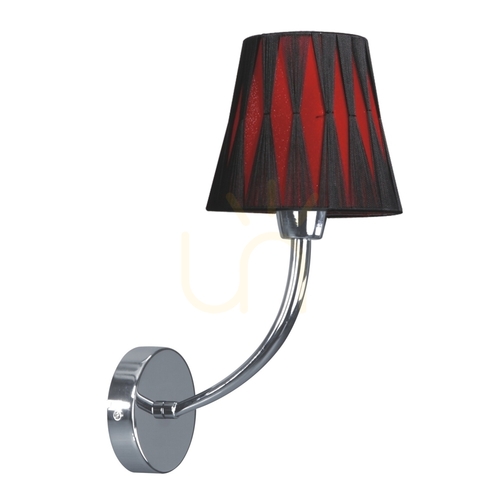 Prüfen Wandleuchte „Borgia“, 1xE14, Max. 40 W, Metall verchromt / rot und schwarz, 21 cm Lampenschirm
