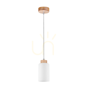 Bosco Pendelleuchte, 1xE27, Max. 60 W, Birke/transparentes PVC-Kabel/weißer Glasschirm, Ø 10 cm small 0