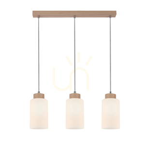 Bosco Pendelleuchte, 3xE27, Max. 60 W, Birke/transparentes PVC-Kabel/weißer Glasschirm, 52 cm small 1