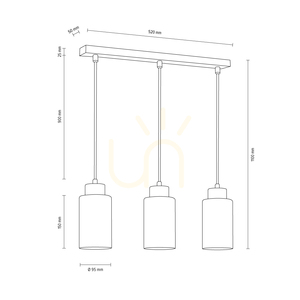 Bosco Pendelleuchte, 3xE27, Max. 60 W, Birke/transparentes PVC-Kabel/weißer Glasschirm, 52 cm small 2