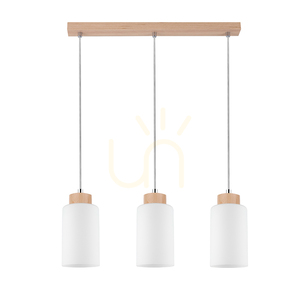 Bosco Pendelleuchte, 3xE27, Max. 60 W, Birke/transparentes PVC-Kabel/weißer Glasschirm, 52 cm small 0