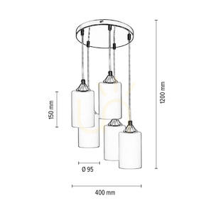 Bosco Mix Pendelleuchte, 5xE27, Max. 60 W, Metall in Chromoptik / transparentes PVC-Kabel / weißer Glasschirm, Ø 40 cm small 2