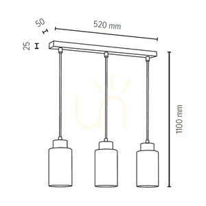 Bosco Pendelleuchte, 3xE27, Max. 60 W, geölte Eiche/Anthrazit, geflochtenes Kabel/Schwarz und Weiß, Glasschirm, 54 cm small 2