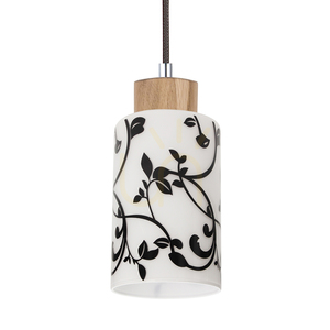 Bosco Pendelleuchte, 4xE27, Max. 60 W, geölte Eiche/Anthrazit, geflochtenes Kabel/Schwarz und Weiß, Glasschirm, 75 cm small 1