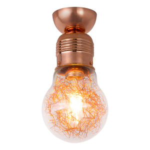 Deckenleuchte mit Glühbirne, 1xE27, Max. 60 W, Kupfermetall/klarer Glasschirm, Ø 14 cm small 1