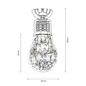 Deckenleuchte mit Glühbirne, 1xE27, Max. 60 W, Kupfermetall/klarer Glasschirm, Ø 14 cm small 4