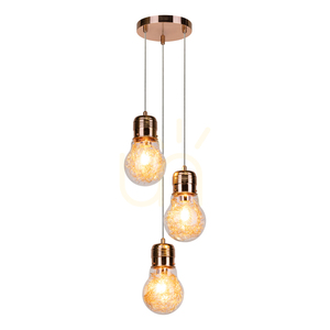 Glühbirnen-Pendelleuchte 3×E27 Max. 60 W, Kupfermetall / transparentes PVC-Kabel / transparenter Glasschirm, Ø 20 cm small 1