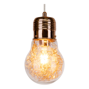 Glühbirnen-Pendelleuchte 3×E27 Max. 60 W, Kupfermetall / transparentes PVC-Kabel / transparenter Glasschirm, Ø 20 cm small 2