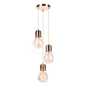 Glühbirnen-Pendelleuchte 3×E27 Max. 60 W, Kupfermetall / transparentes PVC-Kabel / transparenter Glasschirm, Ø 20 cm small 0