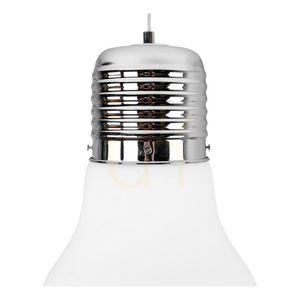 Glühbirnen-Pendelleuchte, 3xE27, Max. 60 W, Metall in Chromoptik / transparentes PVC-Kabel / weißer Glasschirm, Ø 33 cm small 1