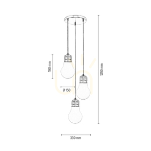 Glühbirnen-Pendelleuchte, 3xE27, Max. 60 W, Metall in Chromoptik / transparentes PVC-Kabel / weißer Glasschirm, Ø 33 cm small 2