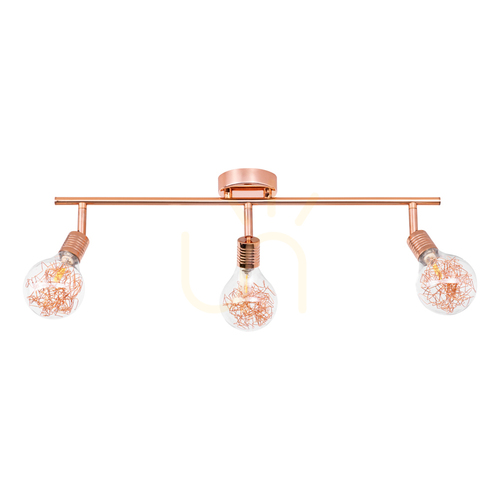 Prüfen Deckenleuchte, 3xG9-Glühbirnen, Max.. 28 W, Kupfermetall/transparenter Glasschirm, 58,5 cm