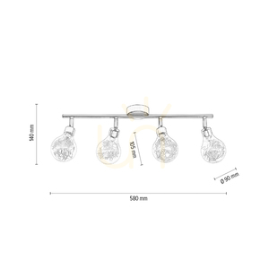 Deckenleuchte, 4xG9-Glühbirnen, Max.. 28 W, Metall in Chromoptik/klarer Glasschirm, 58 cm small 4