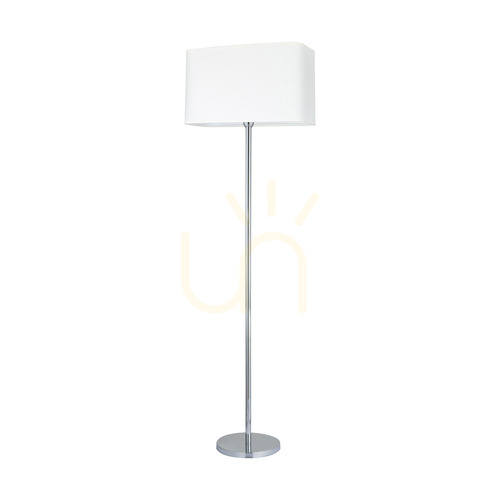 Prüfen Cadre Stehlampe, 1xE27, Max. 40 W, Metall in Chromoptik/transparentes PVC-Kabel/weißer Lampenschirm, 56 cm