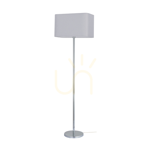 Prüfen Cadre Stehlampe, 1xE27, Max. 40 W, Metall in Chrom / transparentes PVC-Kabel / grauer Lampenschirm, 56 cm