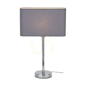 Cadre Tischlampe, 1xE27, Max. 25 W, Metall in Chromoptik / transparentes PVC-Kabel / grauer Lampenschirm, 30 cm small 3