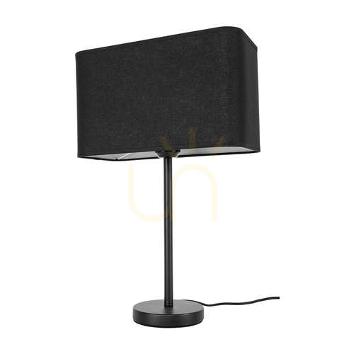 Prüfen Cadre Tischlampe, 1xE27, Max. 25 W, schwarzes Metall/schwarzes PVC-Kabel/schwarzer Lampenschirm, 30 cm