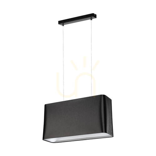Prüfen Cadre Pendelleuchte, 2xE27, Max. 40 W, schwarzes Metall/transparentes PVC-Kabel/schwarzer Lampenschirm, 56 cm