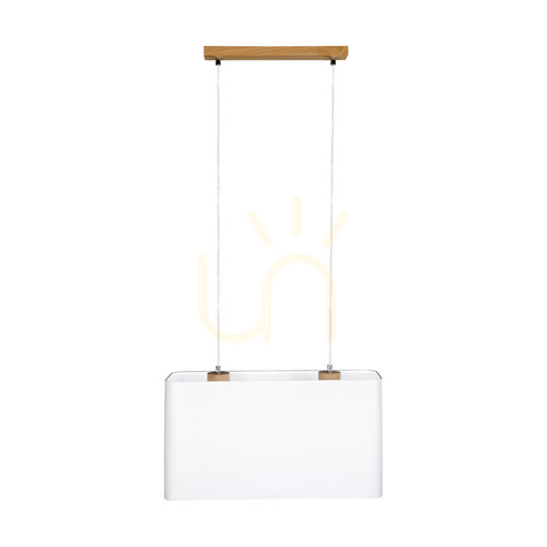 Prüfen Cadre Pendelleuchte 2xE27 Max. 40 W, geölte Eiche / transparentes PVC-Kabel / weißer Lampenschirm, 56 cm