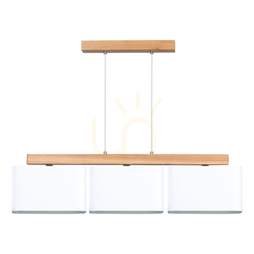 Prüfen Cadre Pendelleuchte, 3xE27, Max. 25 W, geölte Eiche / transparentes PVC-Kabel / weißer Lampenschirm, 95 cm
