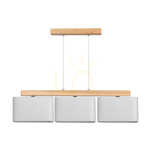 Prüfen Cadre Pendelleuchte, 3xE27, Max. 25 W, geölte Eiche / transparentes PVC-Kabel / grauer Lampenschirm, 95 cm