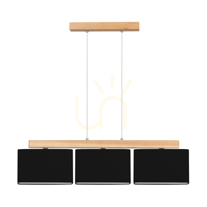 Cadre Pendelleuchte, 3xE27, Max. 25 W, geölte Eiche / transparentes PVC-Kabel / schwarzer Lampenschirm, 95 cm small 0