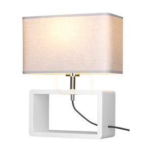 Cadre Quadrat Tischlampe, 1xE27, Max. 25 W, weißes Buchenholz, geflochtenes Kabel/grau, 30 cm Lampenschirm small 3