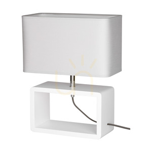 Cadre Quadrat Tischlampe, 1xE27, Max. 25 W, weißes Buchenholz, geflochtenes Kabel/grau, 30 cm Lampenschirm small 0